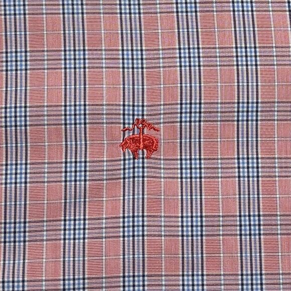 Brooks Brothers 1818 Men's XL Coral Pink Plaid Long Sleeve Button Down Shirt - Picture 6 of 8